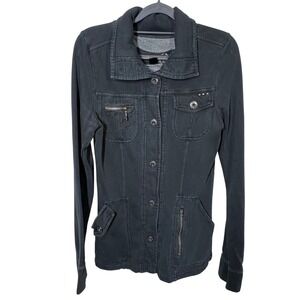 FOX Racing Moto Jacket Womens Size Large L Black Knit Collar Pockets